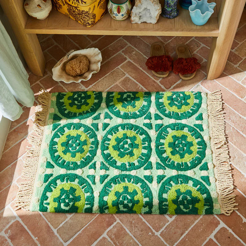 Gabriella Bath Mat by Sage & Clare - green geometric circular pattern
