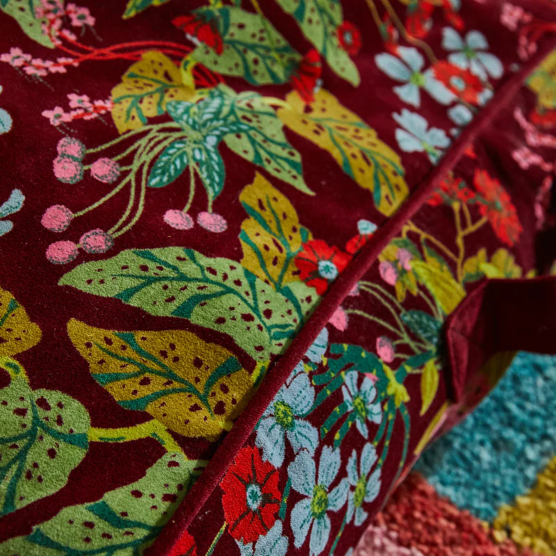 fabric detail of Genevieve Velvet Floor Cushion by Sage & Clare
