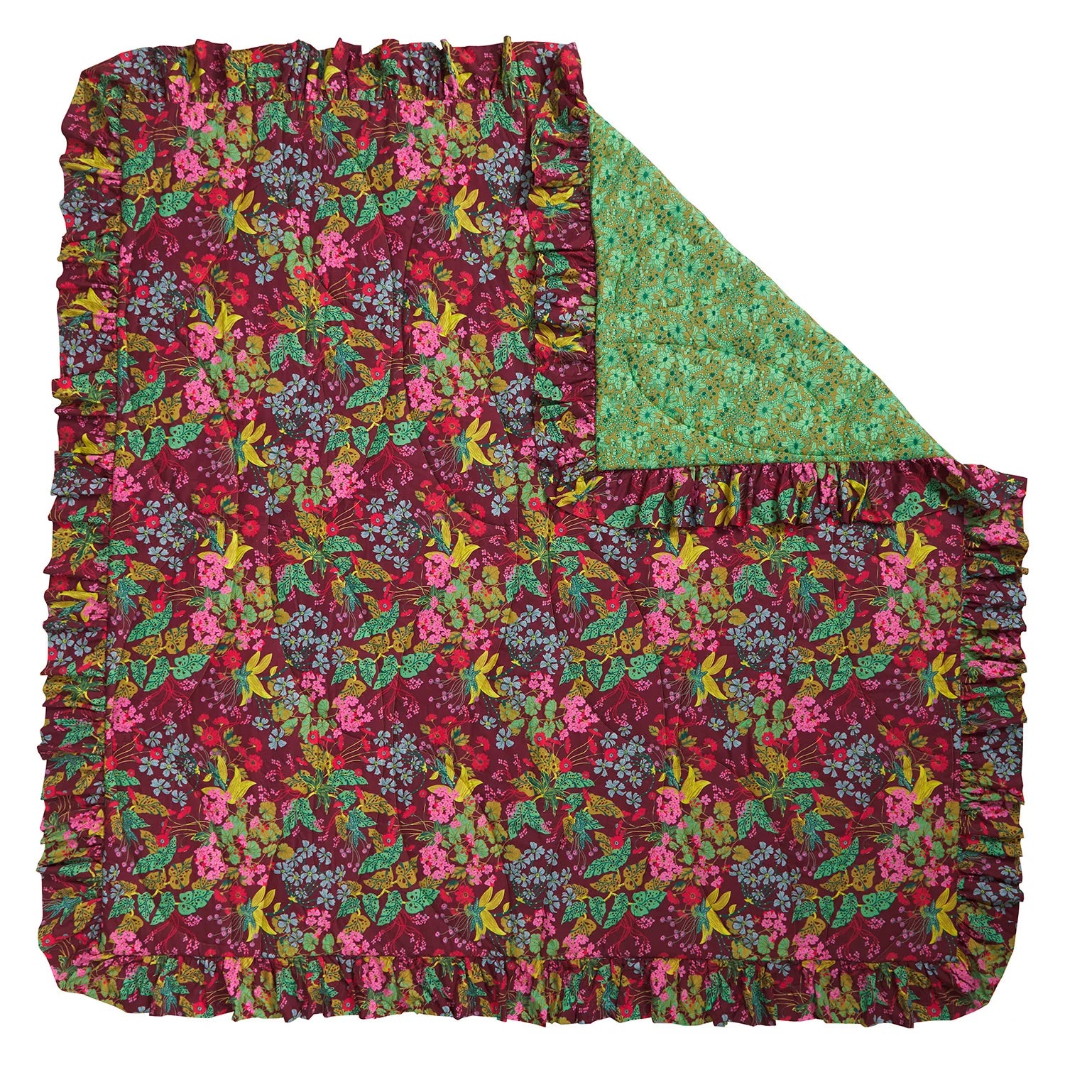 retro floral blanket - Genevieve Ruffle Bedcover by Sage & Clare
