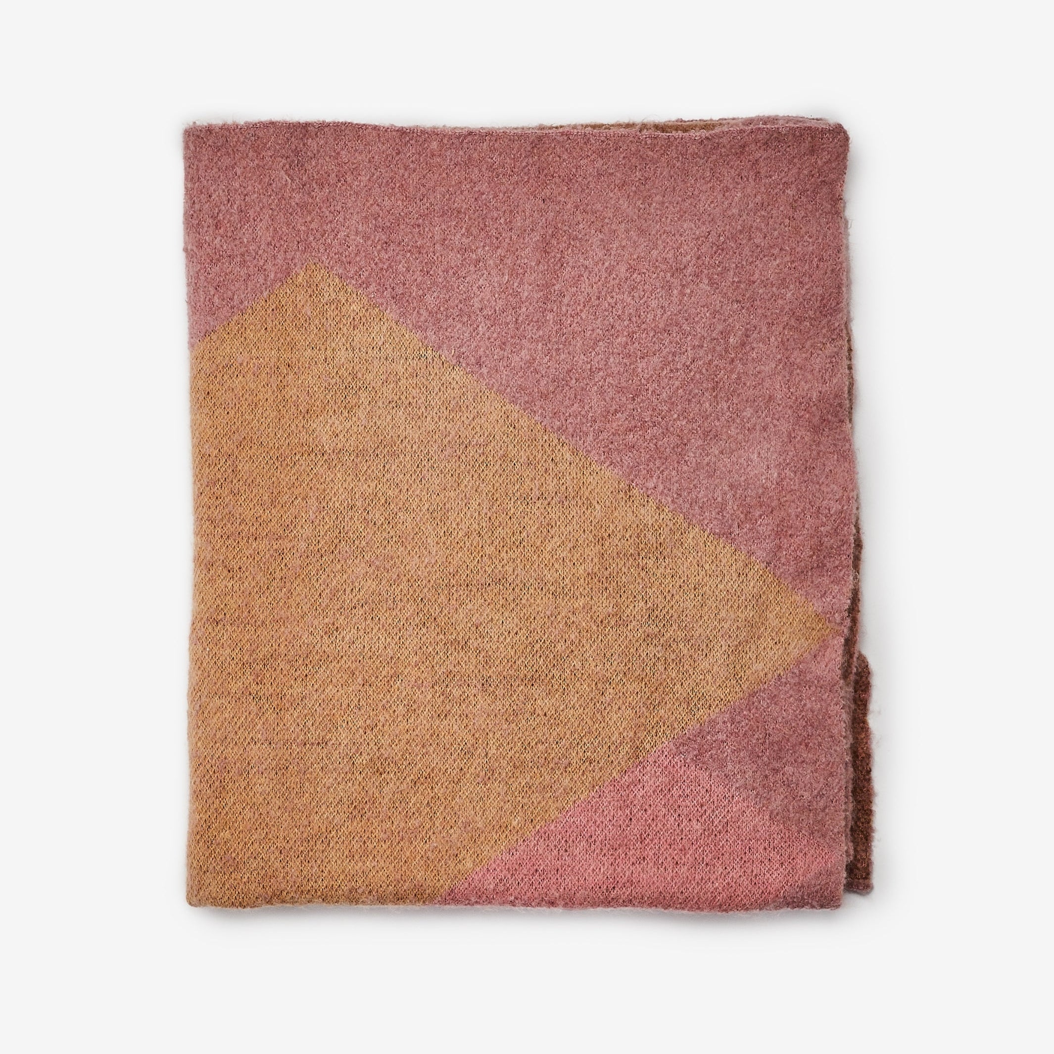 Flat lay view of complete Geometric Pink Mohair Throw showing full geometric pattern