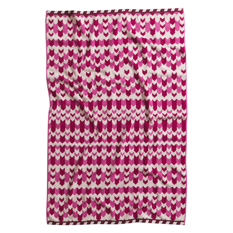 Geometric pattern Arlette Bath Sheet - Fuchsia by Sage and Clare