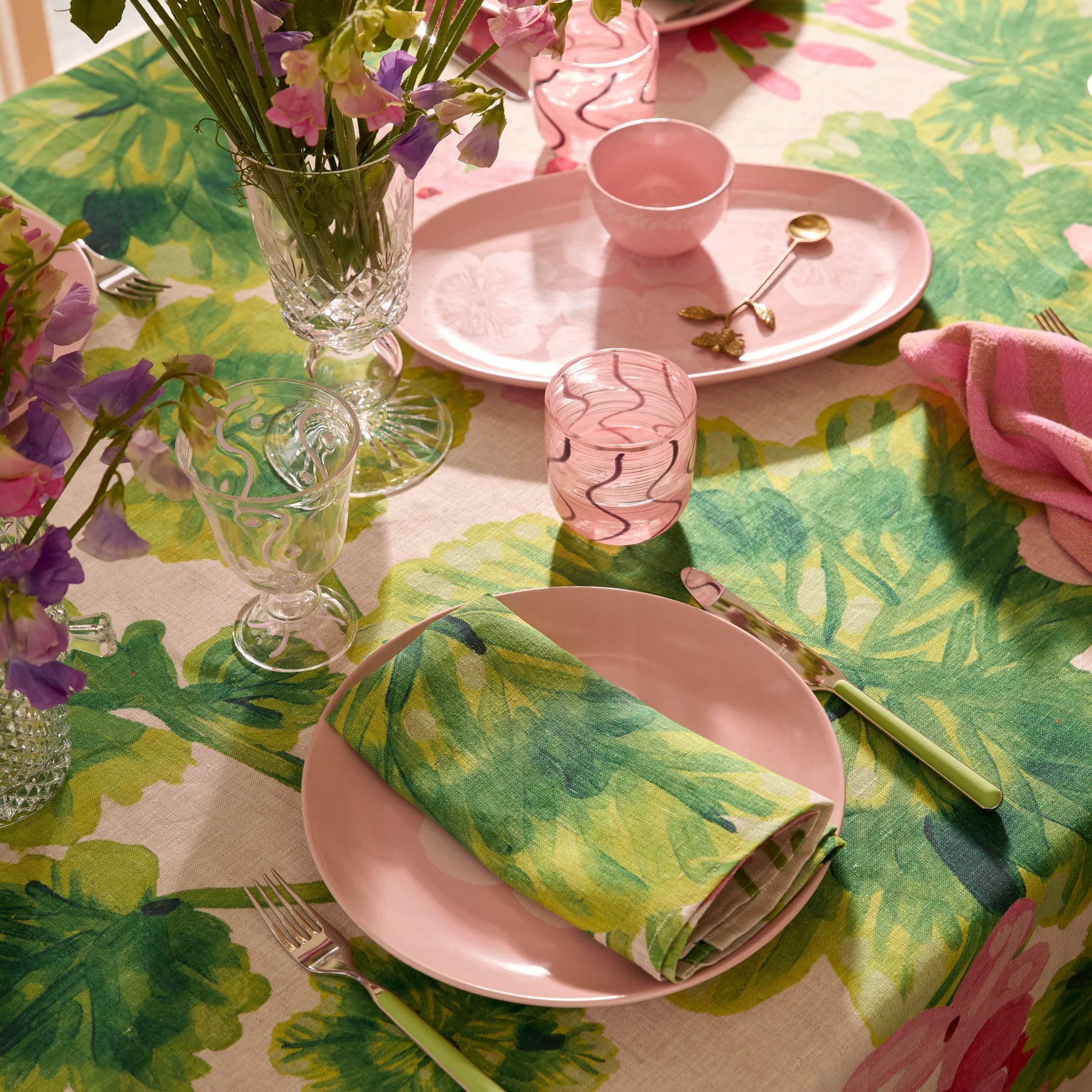 Pink & green floral napkins by Bonnie and Neil