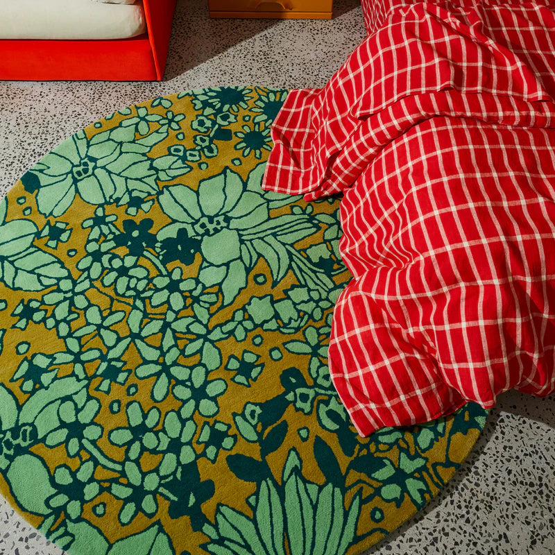 Green floral Evette carpet rug by Sage & Clare