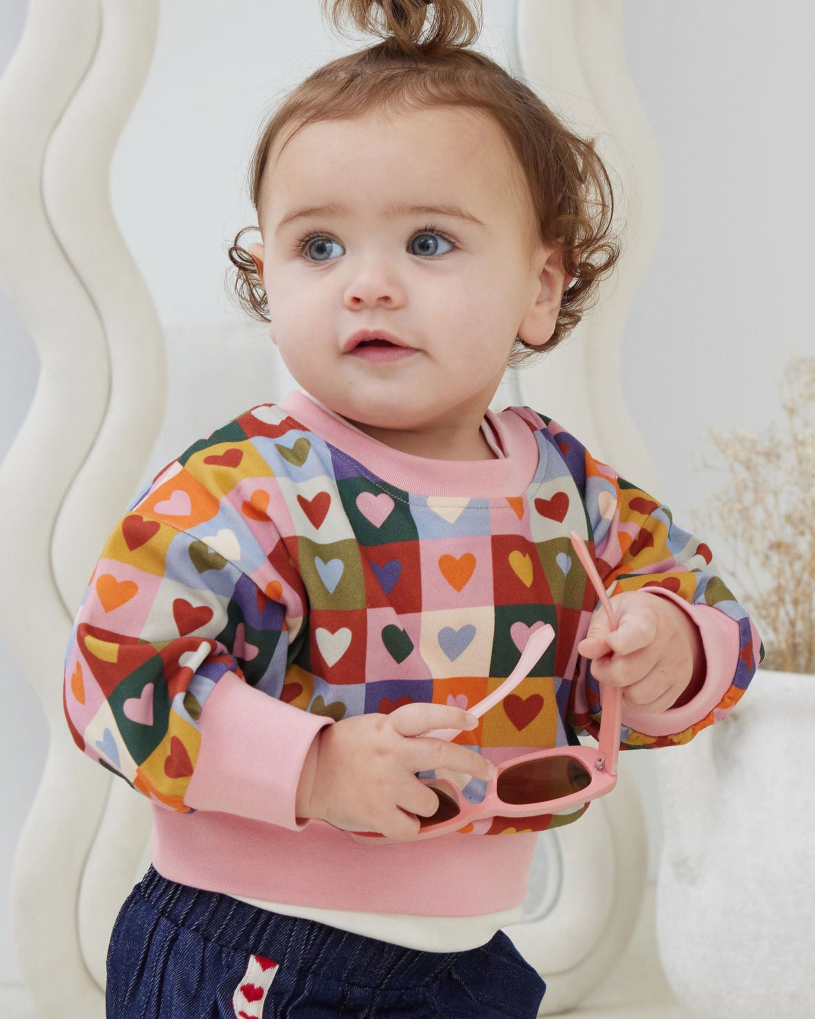 Heart Checkerboard Oversized Jumper | Kapow Kids