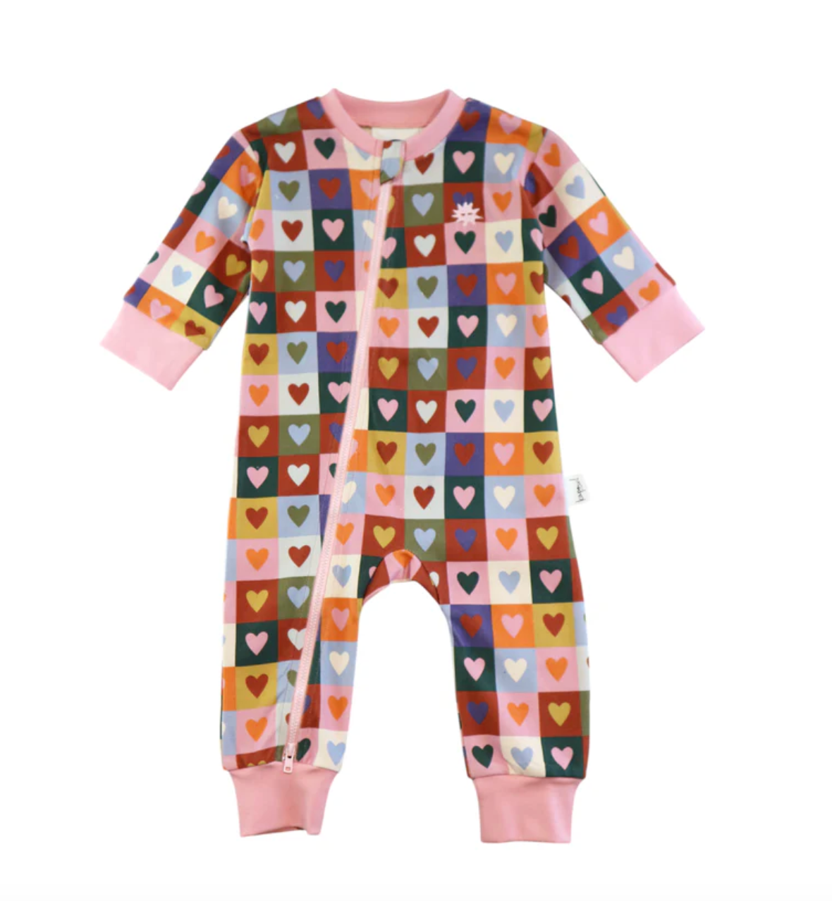 Heart Checkerboard Zip All In One | Kapow Kids