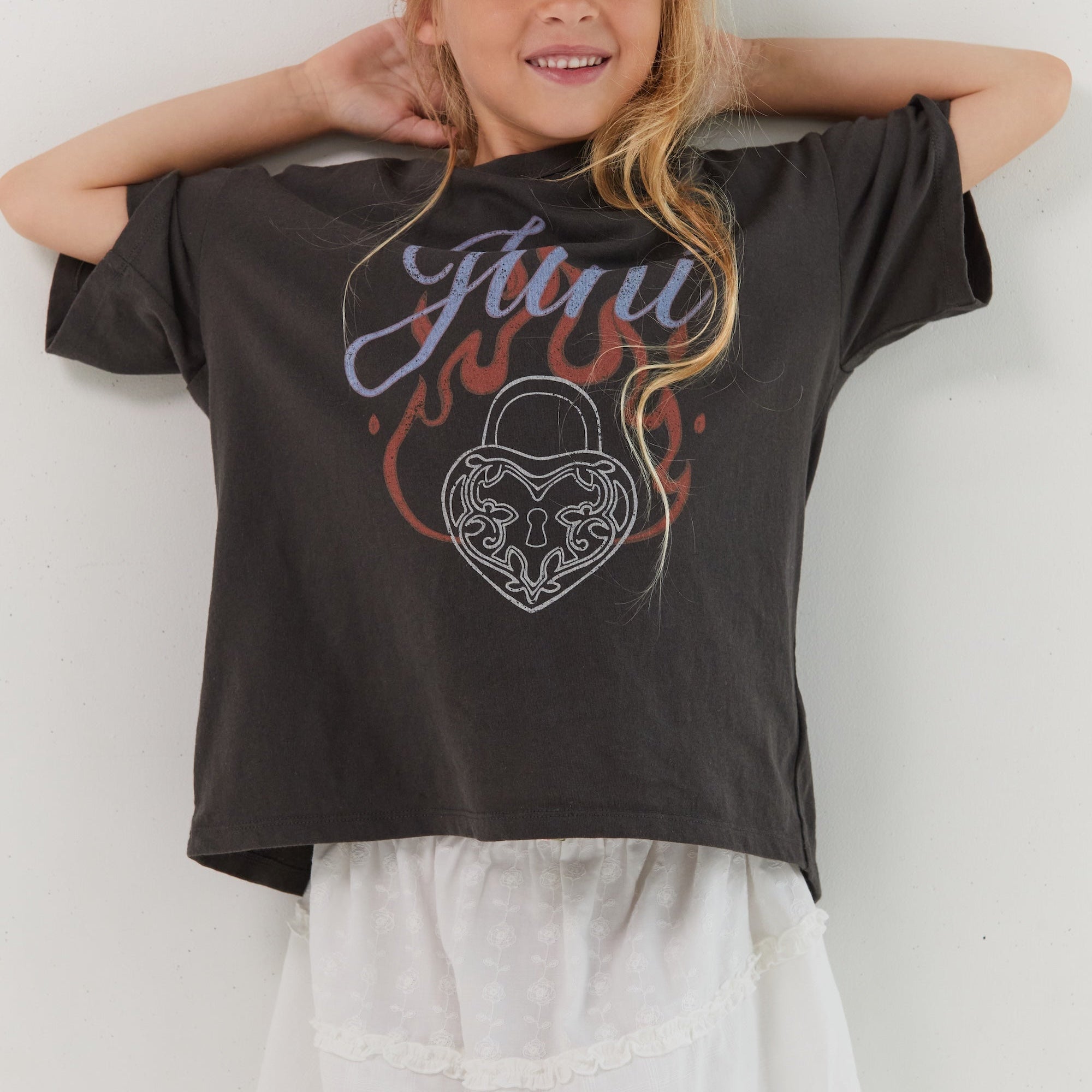 GOTS certified organic cotton tee Juni Hearts On Fire tshirt
