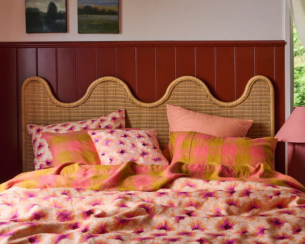 Hibiscus Peach Linen Quilt Cover by Kip & Co
