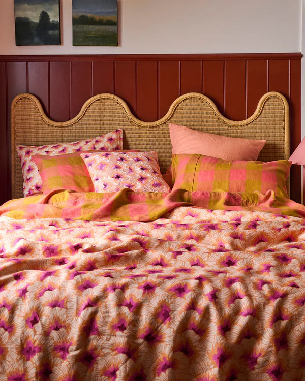 Hibiscus Peach Linen Quilt Cover by Kip & Co