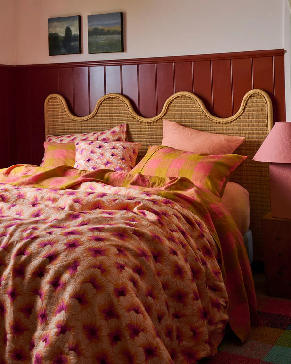 Hibiscus Peach Linen Quilt Cover by Kip & Co