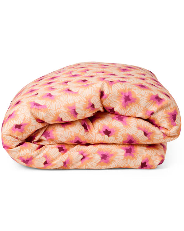 Hibiscus Peach Linen Quilt Cover by Kip & Co