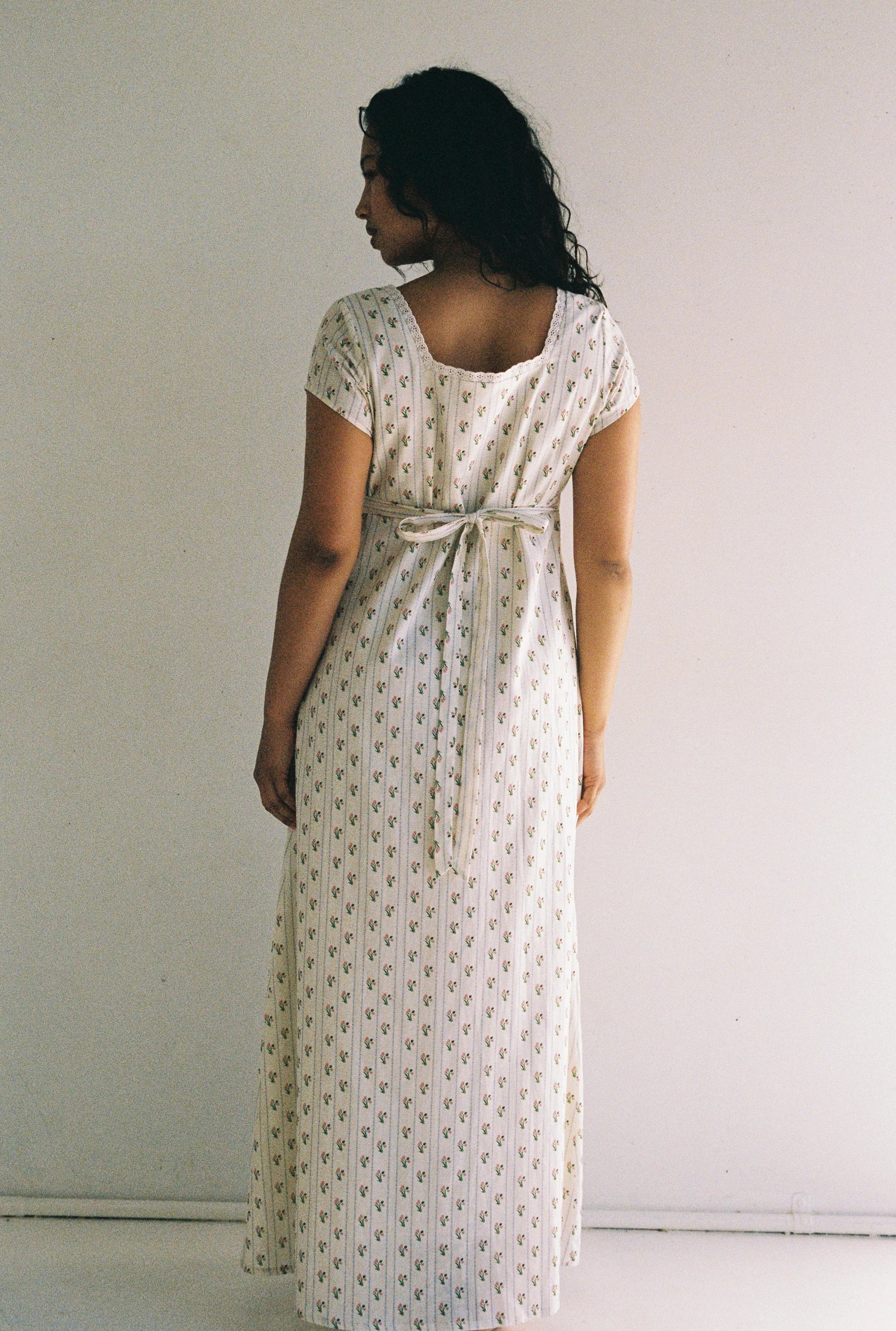 back tie details of Irina Maxi Dress Poppy Stripe by Juni