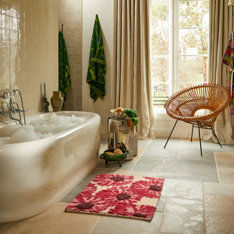 red and burgundy floral bath mat - Isabella Bath Mat - Crimson by Sage & Clare