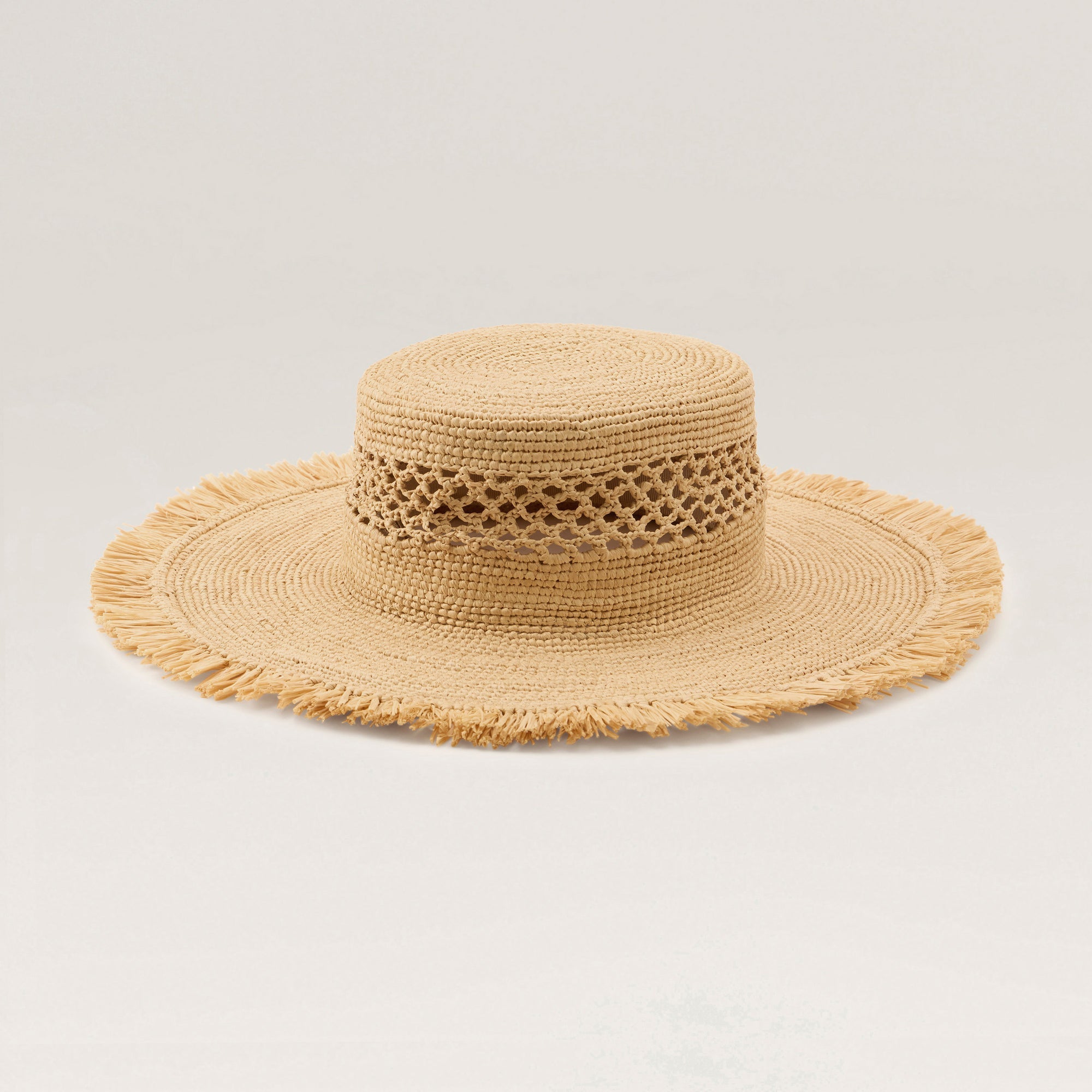 back of Ivy Raffia Boater Natural by Helen Kaminski