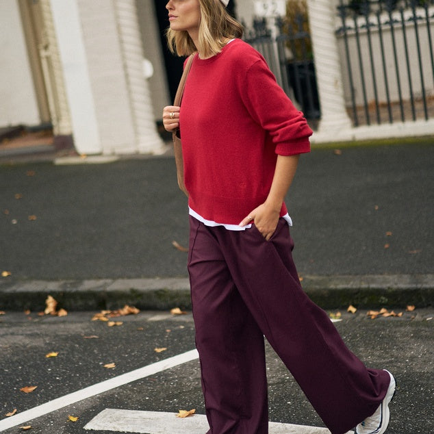 Izzie Pinstitch Pant - Burgundy by Ceres Life