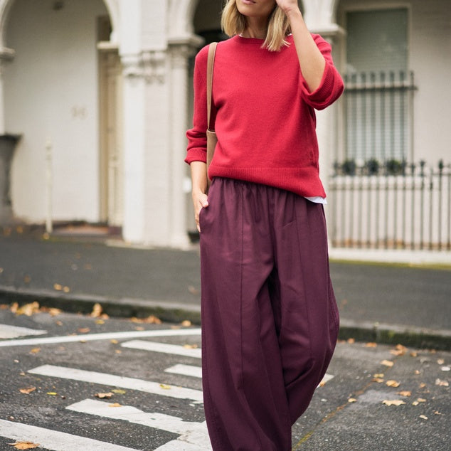 Izzie Pinstitch Pant - Burgundy by Ceres Life