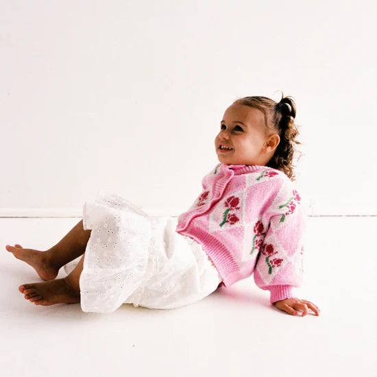 Pink Floral JNR Rosie Knit Cardigan by JUNI