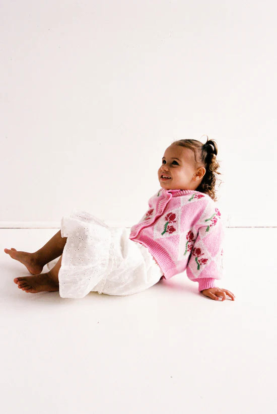 Pink Floral JNR Rosie Knit Cardigan by JUNI