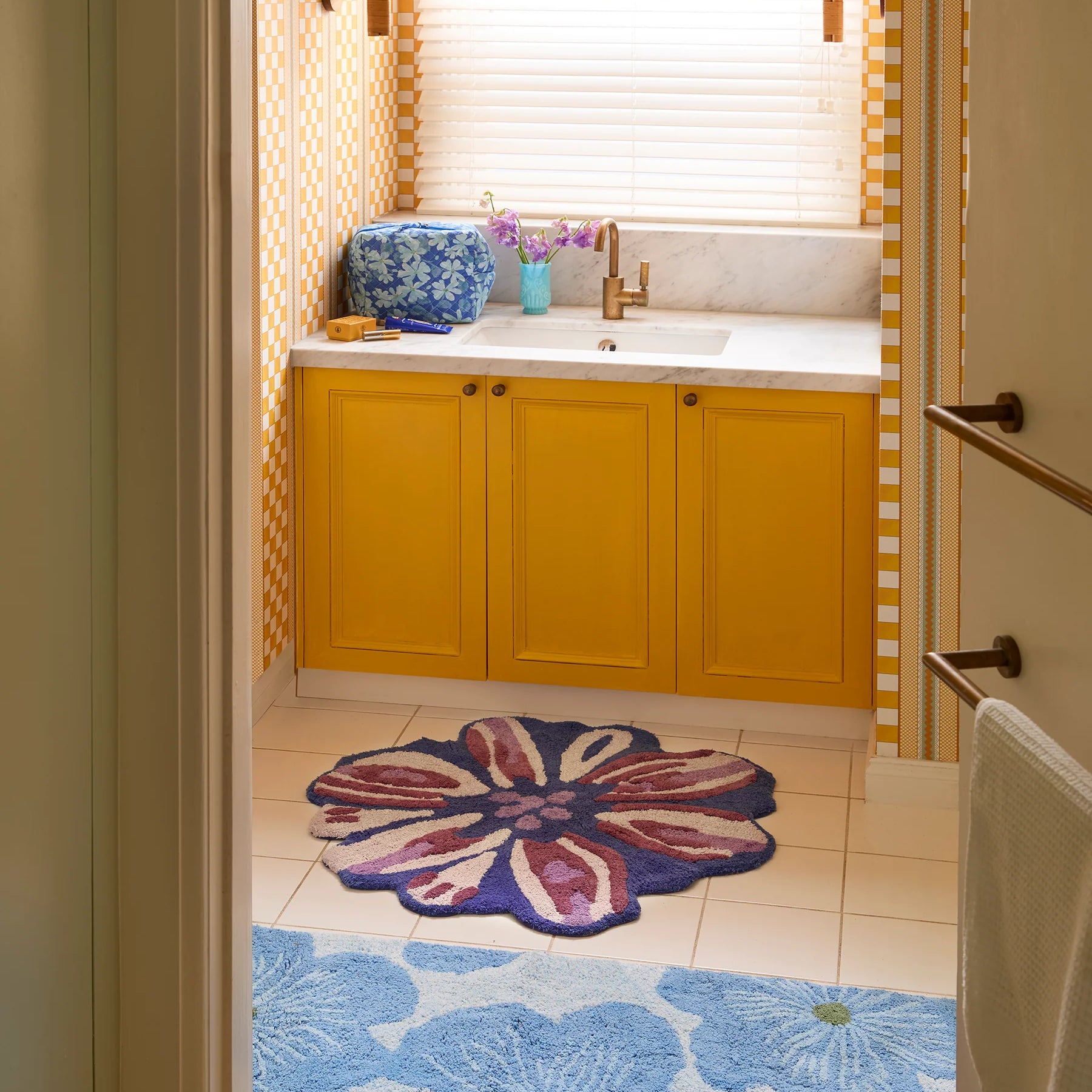 Blue bath runner by Bonnie & Neil