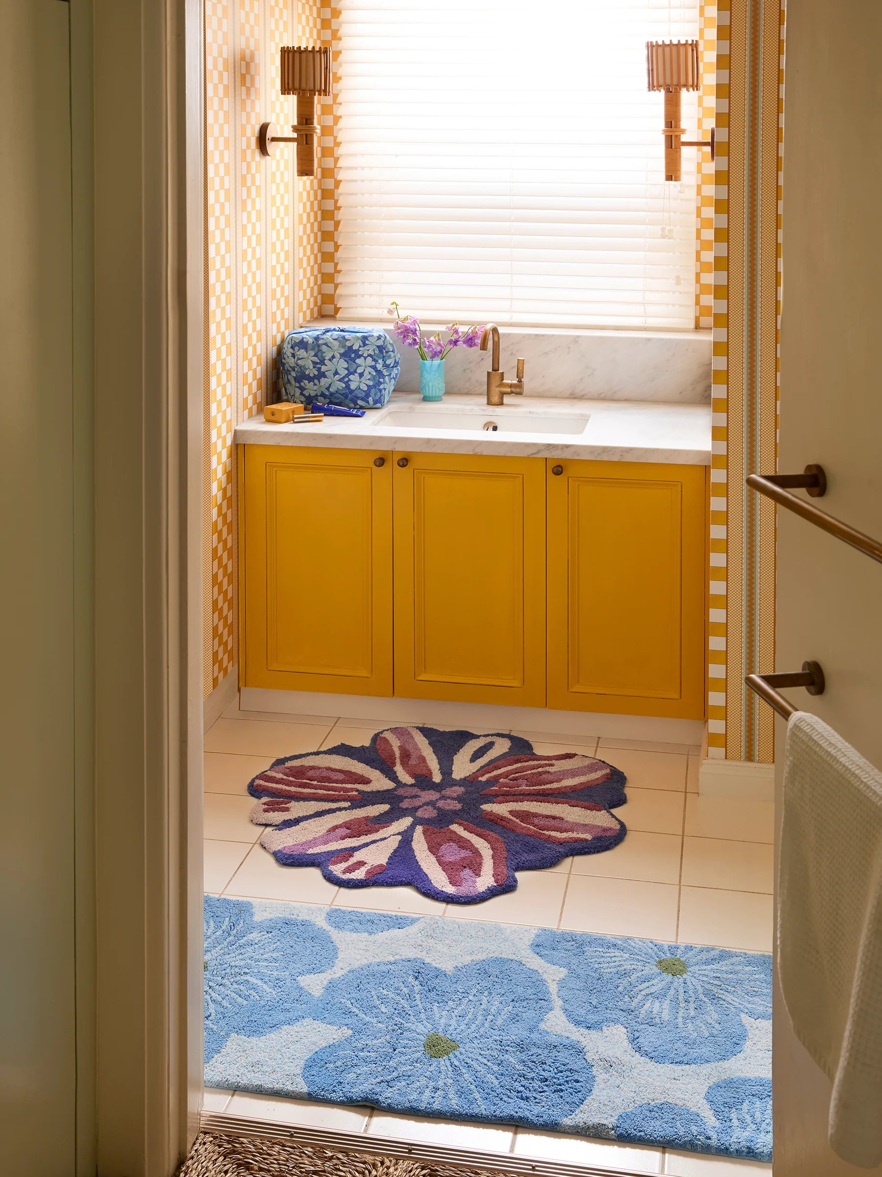 Blue bath runner by Bonnie & Neil