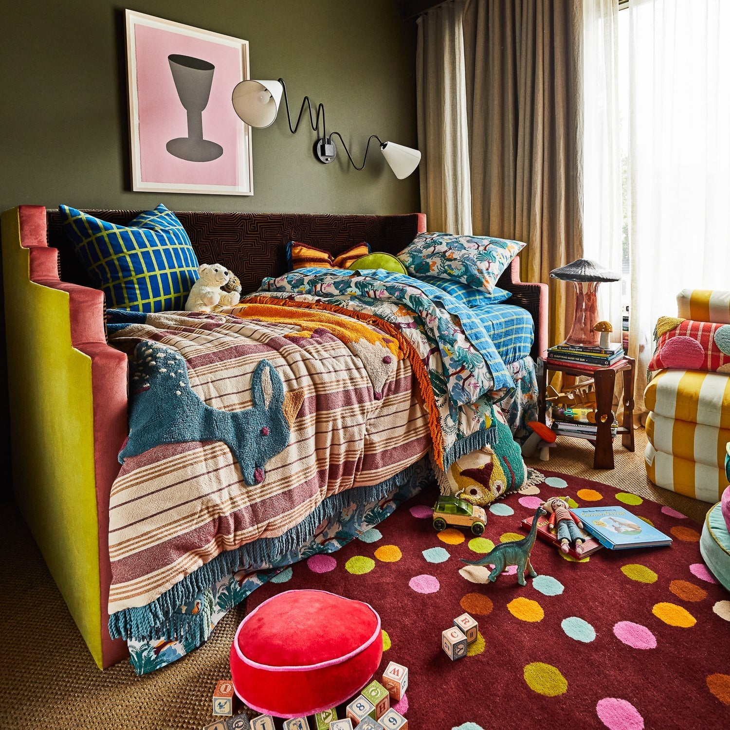 Full room view of children's bedroom styled with Jarvis Tufted Bedcover