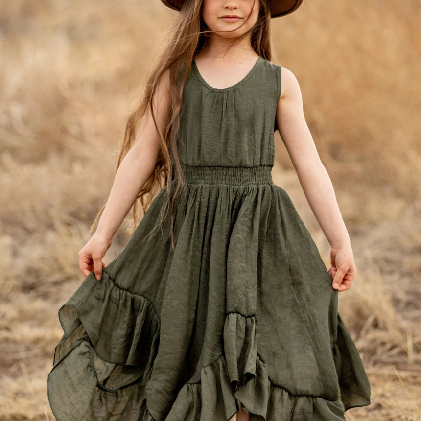 Joyfolie Gemma Dress in Burnt Olive Green Dress