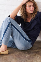 Kireina freya jean with blue side panel