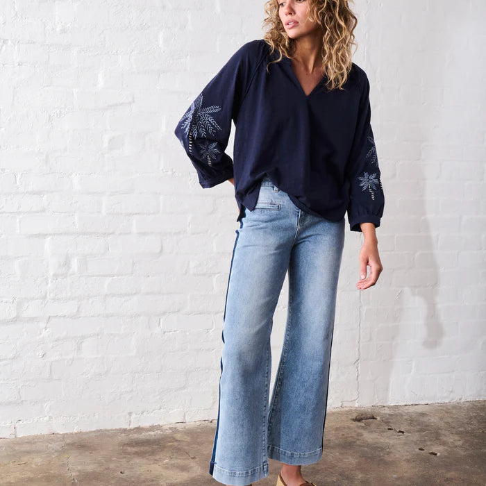 denim jean with side panel