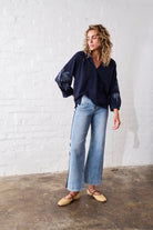 denim jean with side panel