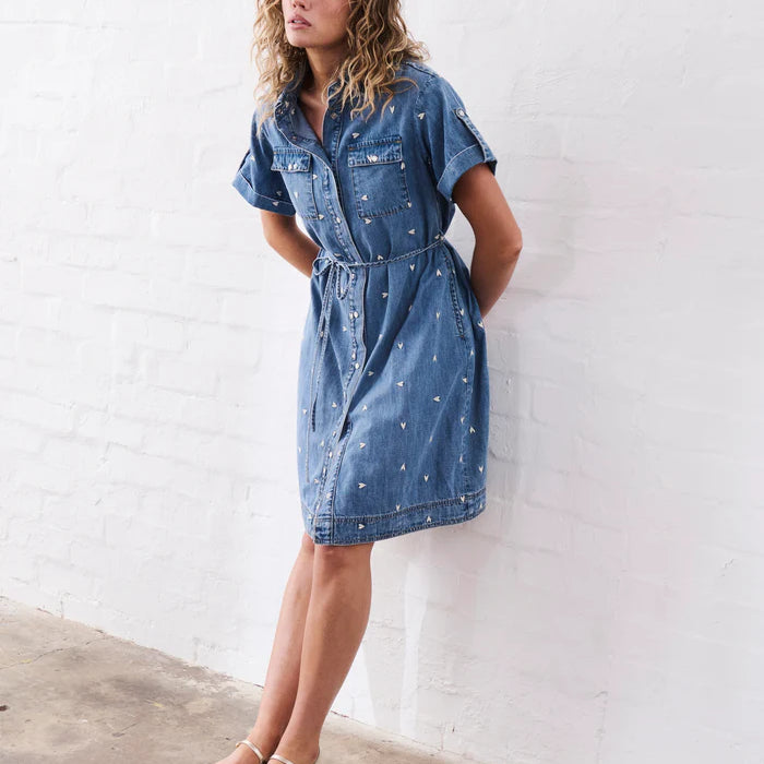Kireina Denim short dress with hearts
