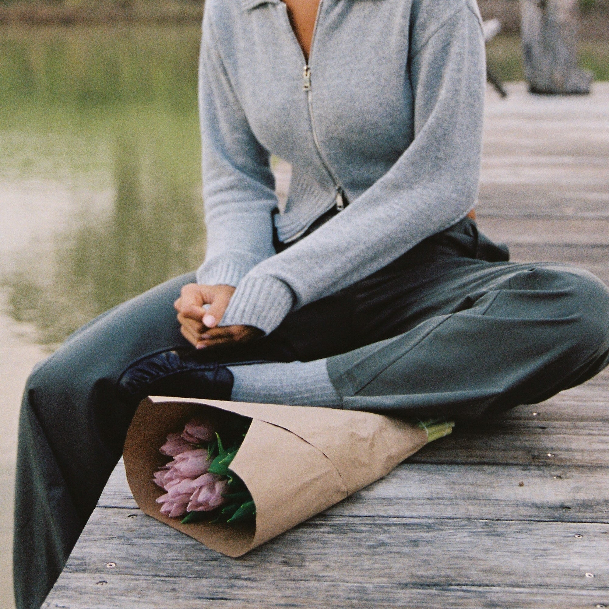 Kaia Zip Cardigan - Stone by Juni