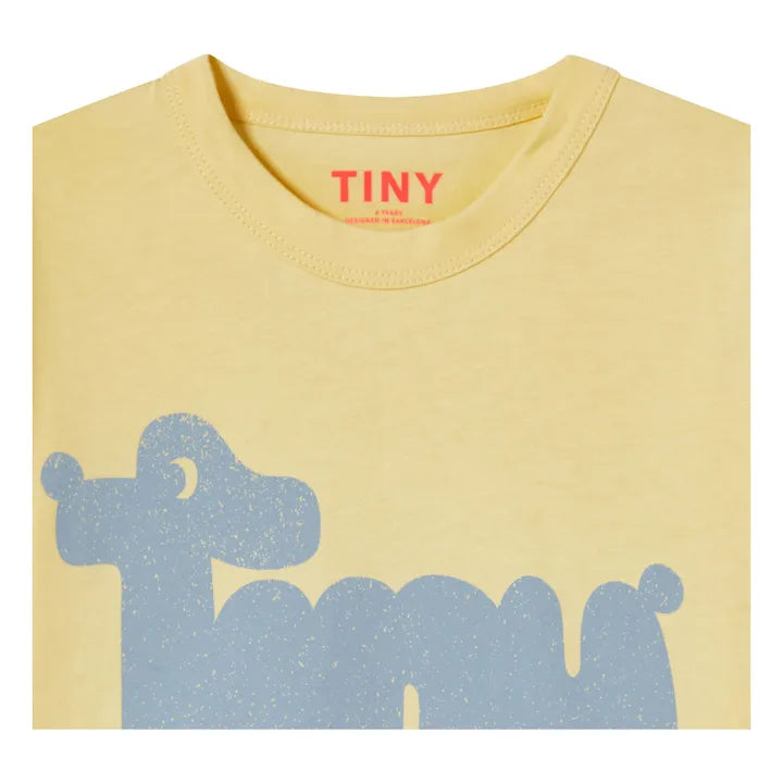 Close up of Tiny Dog Graphic Tee - Dusty Yellow