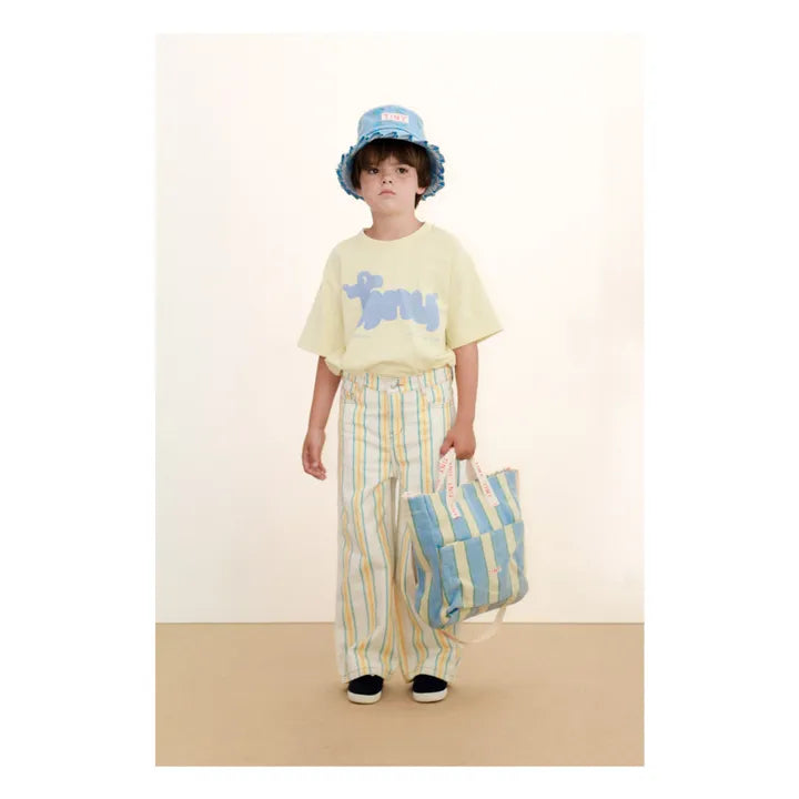 Boy wearing Tiny Dog Graphic Tee - Dusty Yellow