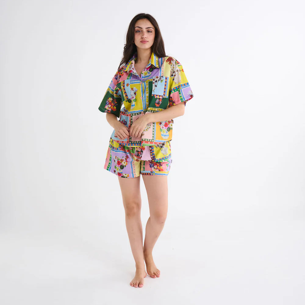 The Kip & Co x Margaret Preston Margaret's Vase Adult Organic Cotton Short Sleeve Shirt & Short Pyjama Set