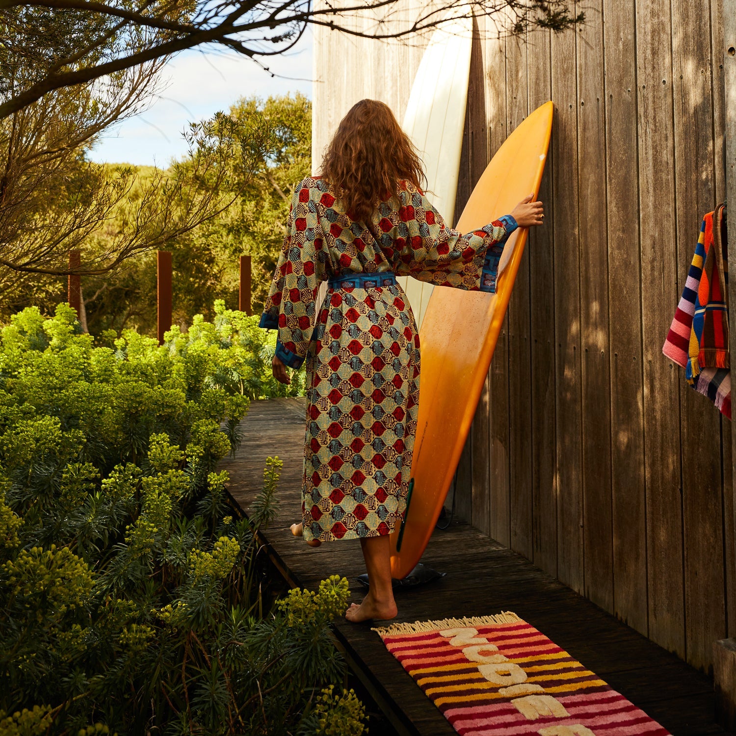 Koa Robe wide flowing sleeves detail highlighting relaxed comfortable fit