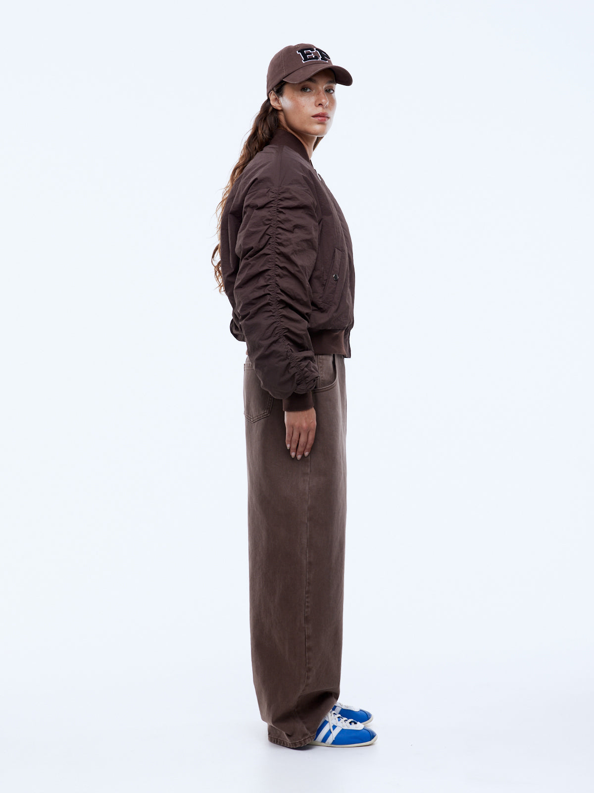 Lulu Bomber Mocha by Ena Pelly relaxed fit puffer jacket lightweight nylon quilted design