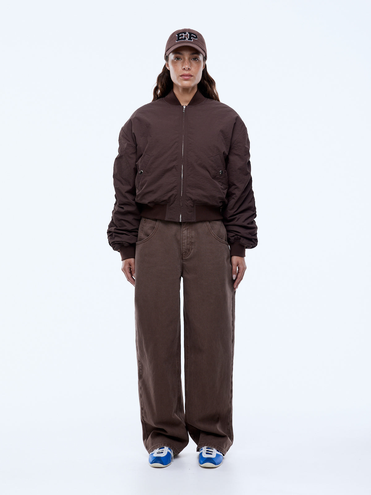 Lulu Bomber jacket flat lay showing fully lined quilted interior construction and dropped shoulders