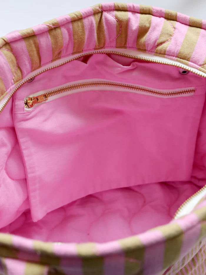 quilted baby bag with zipper