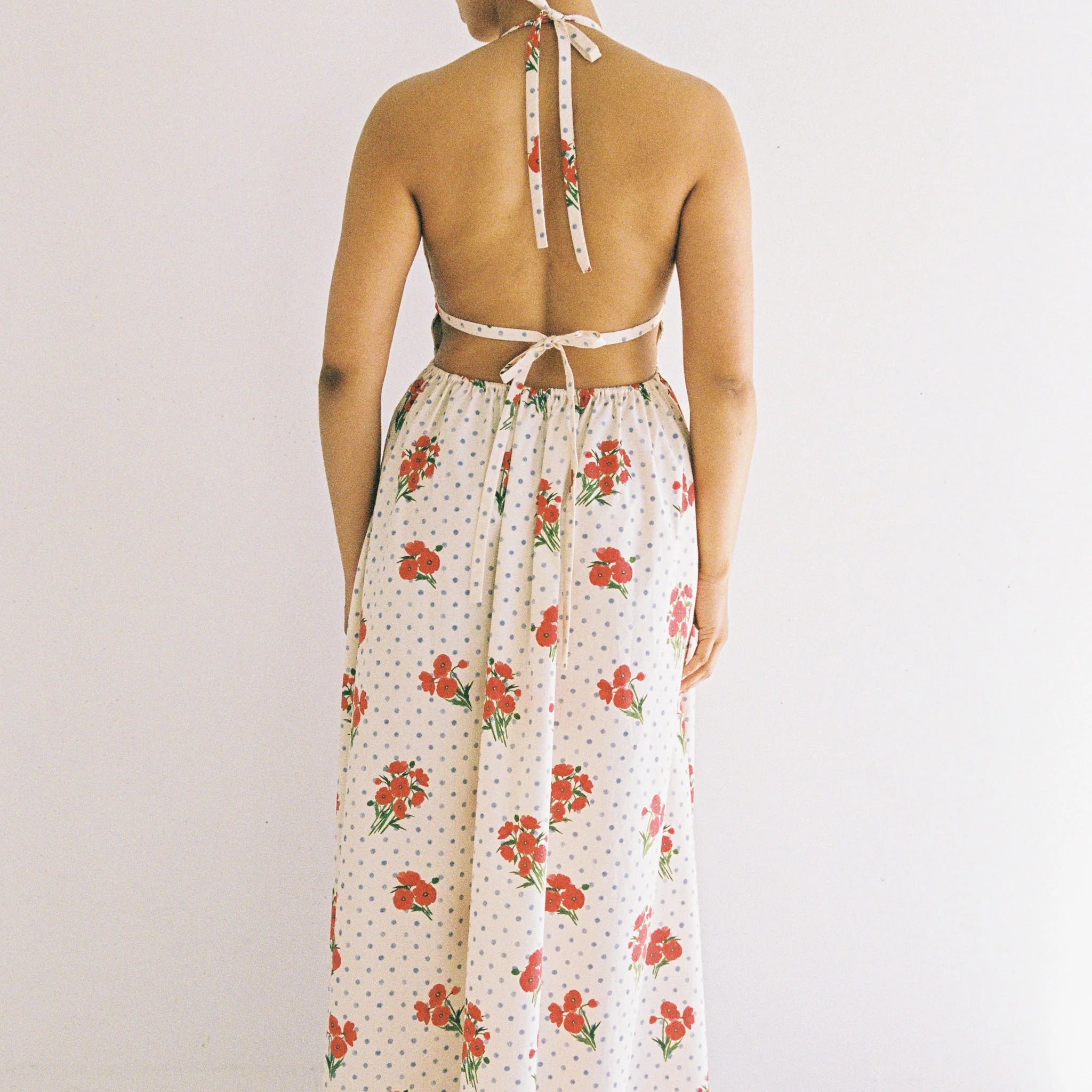 Lily Maxi Dress Poppies halter style by JUNI