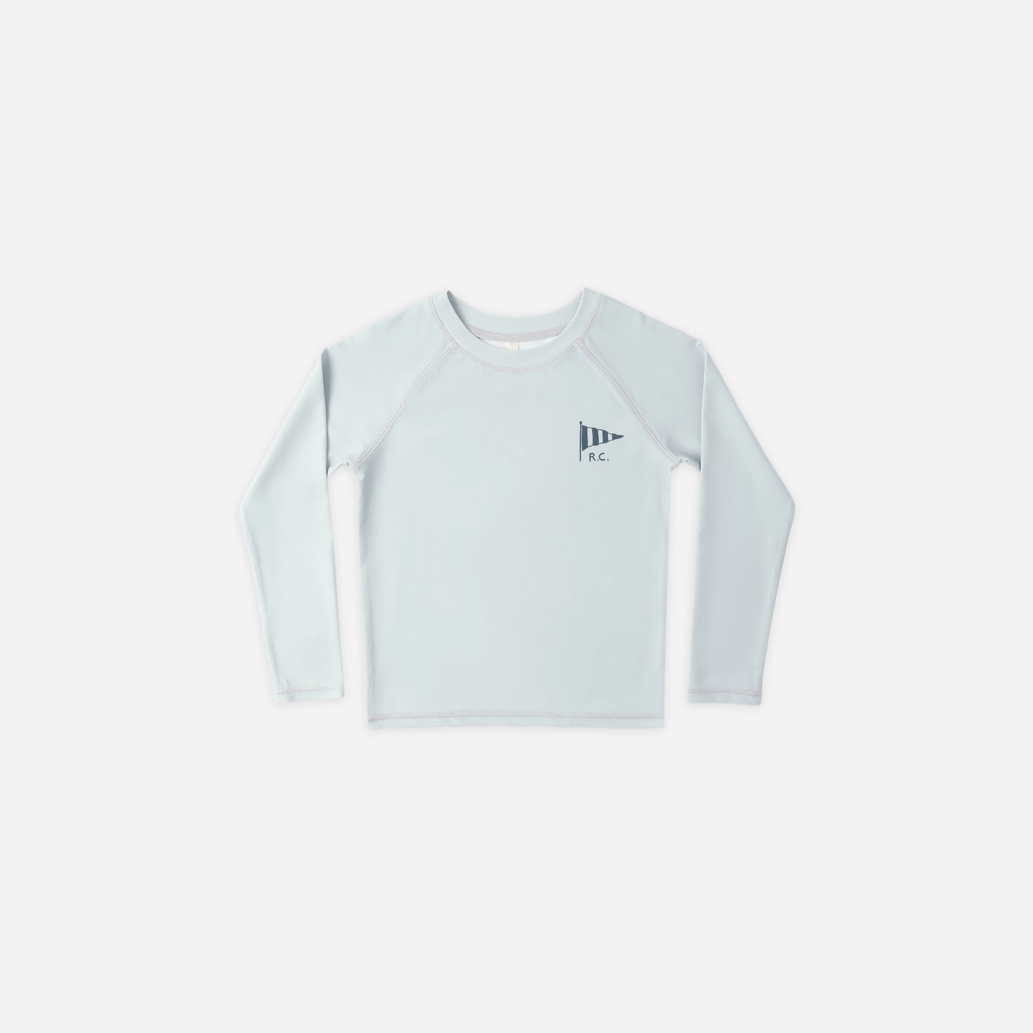 Front view of Long Sleeve Rashguard Light Blue | Rylee + Cru