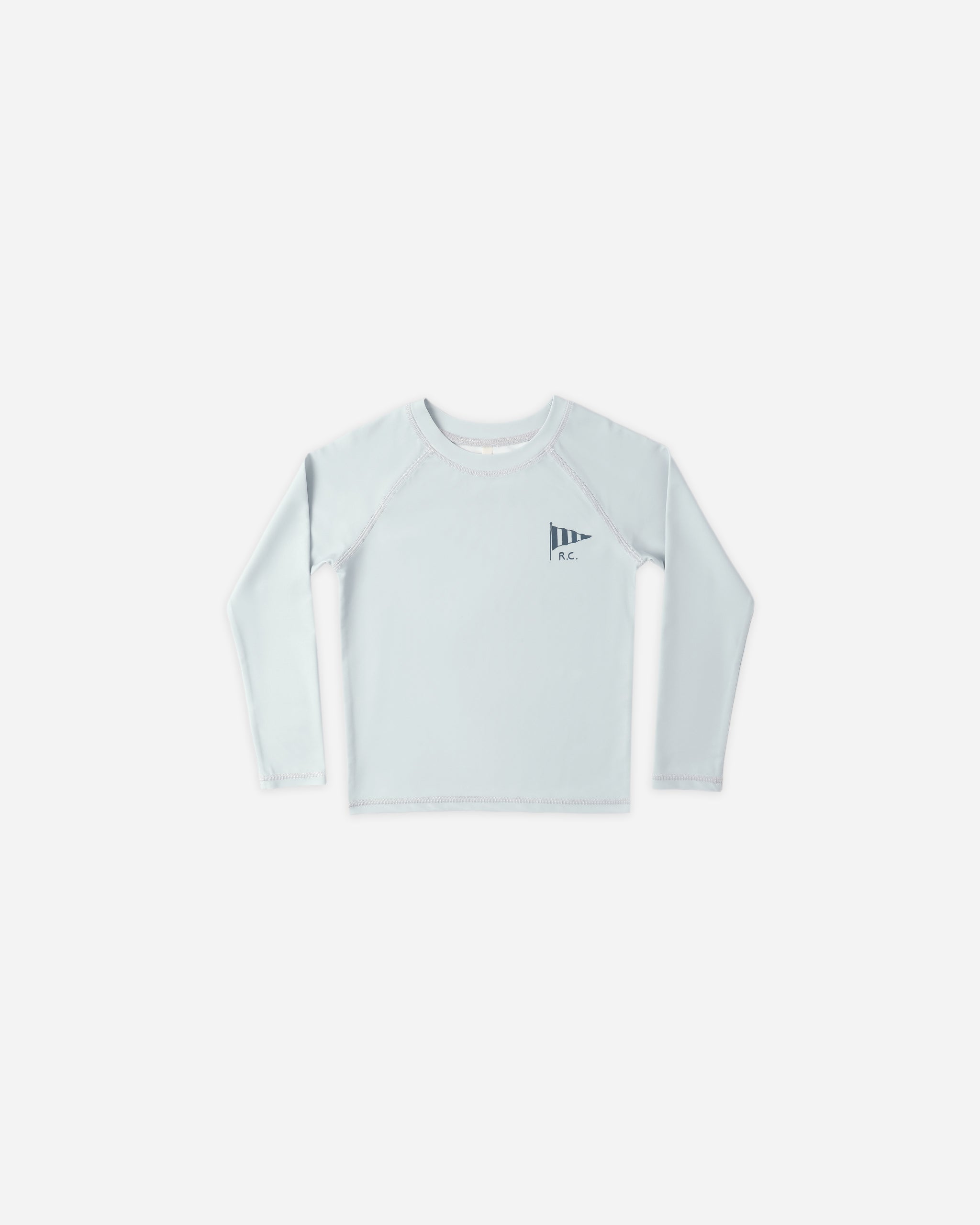 Front view of Long Sleeve Rashguard Light Blue | Rylee + Cru