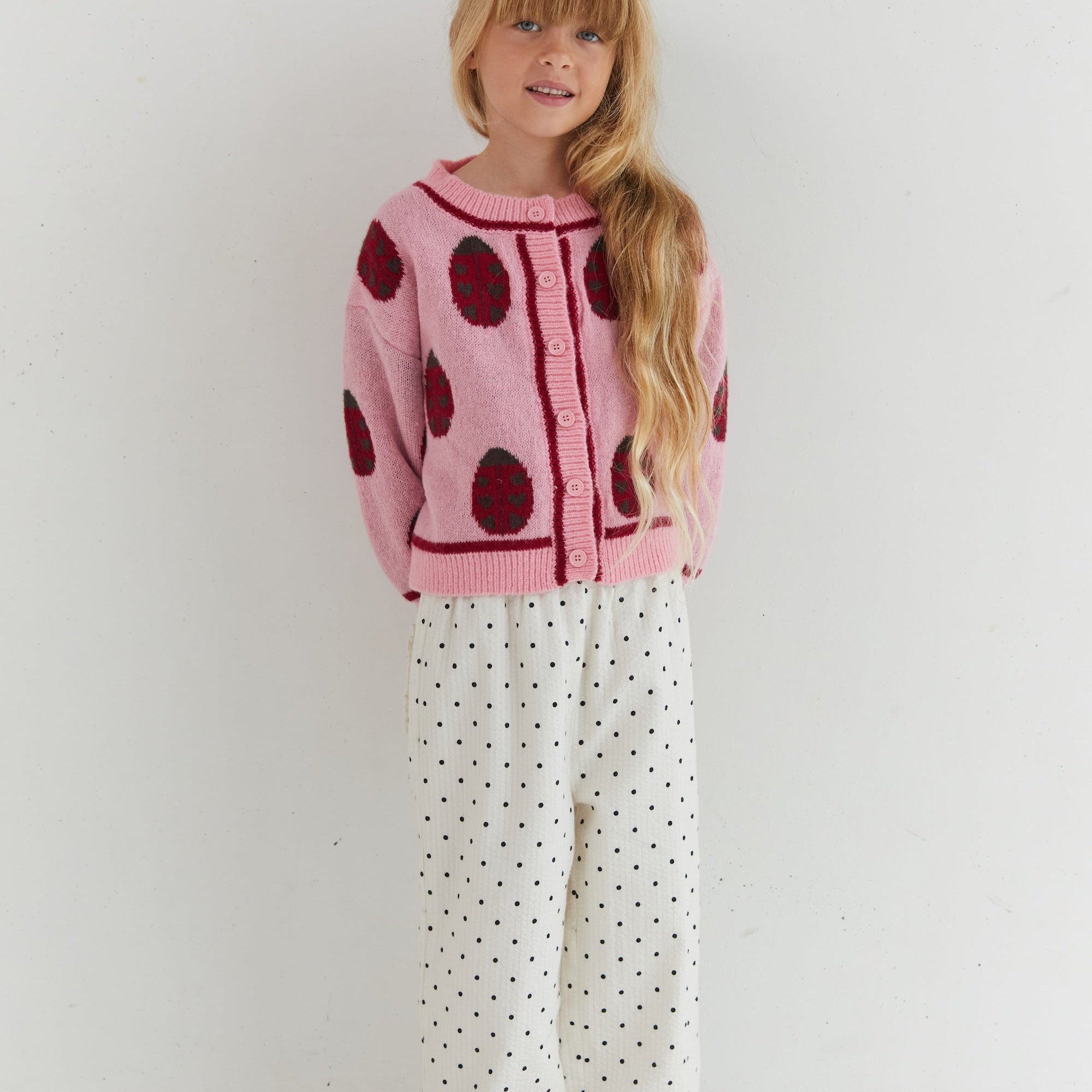 Love Bug Cardigan recycled acrylic wool blend patterned knitwear Juni