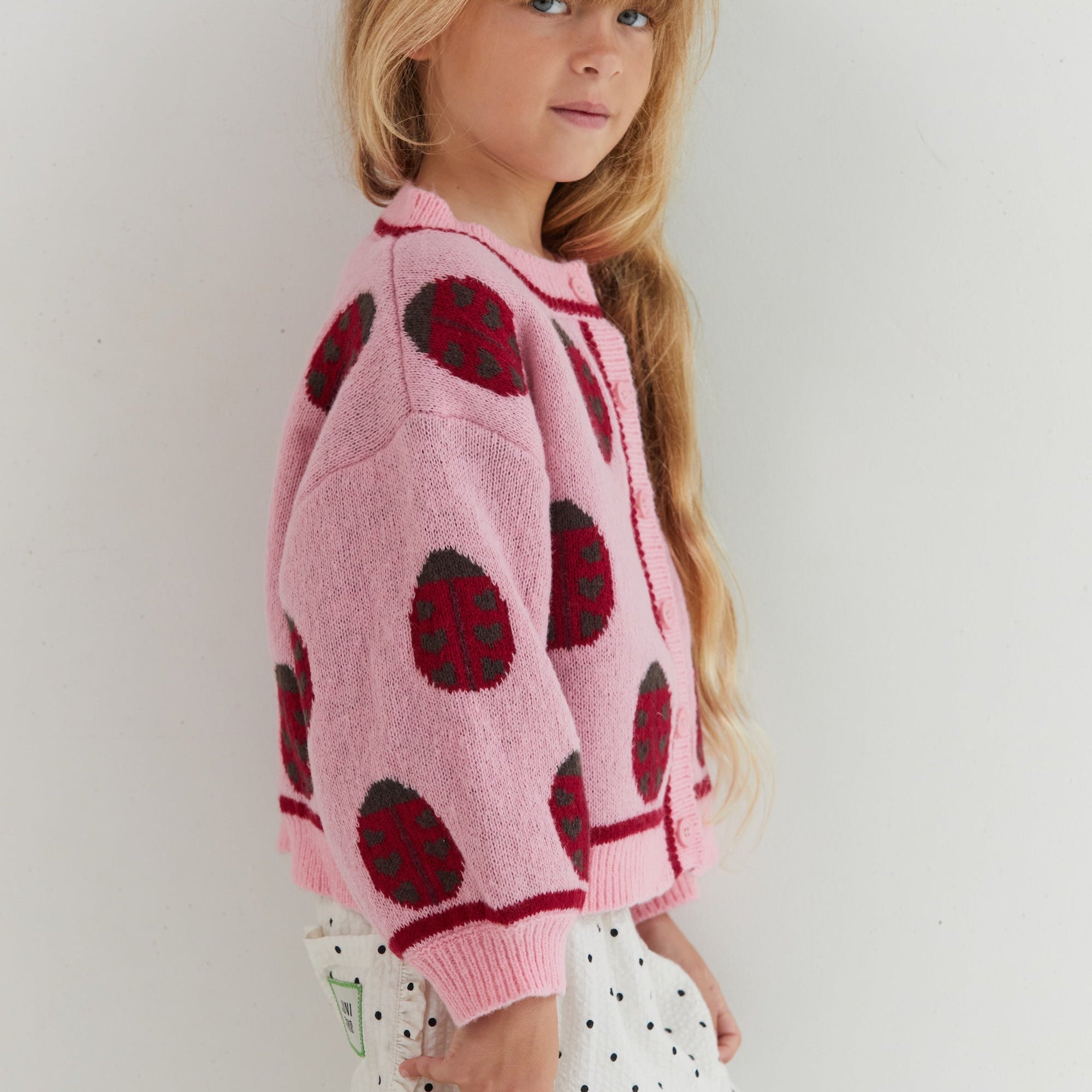 Love Bug Cardigan recycled acrylic wool blend patterned knitwear Juni