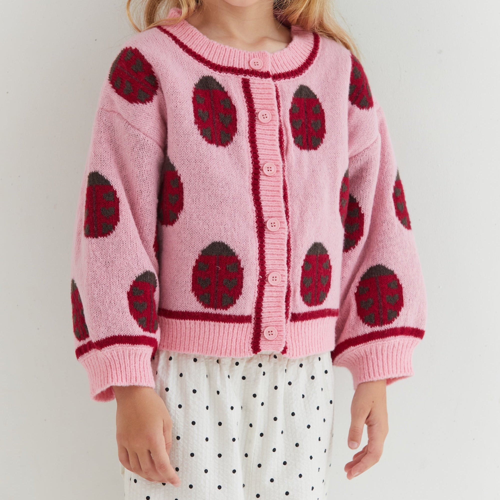 Love Bug Cardigan recycled acrylic wool blend patterned knitwear Juni