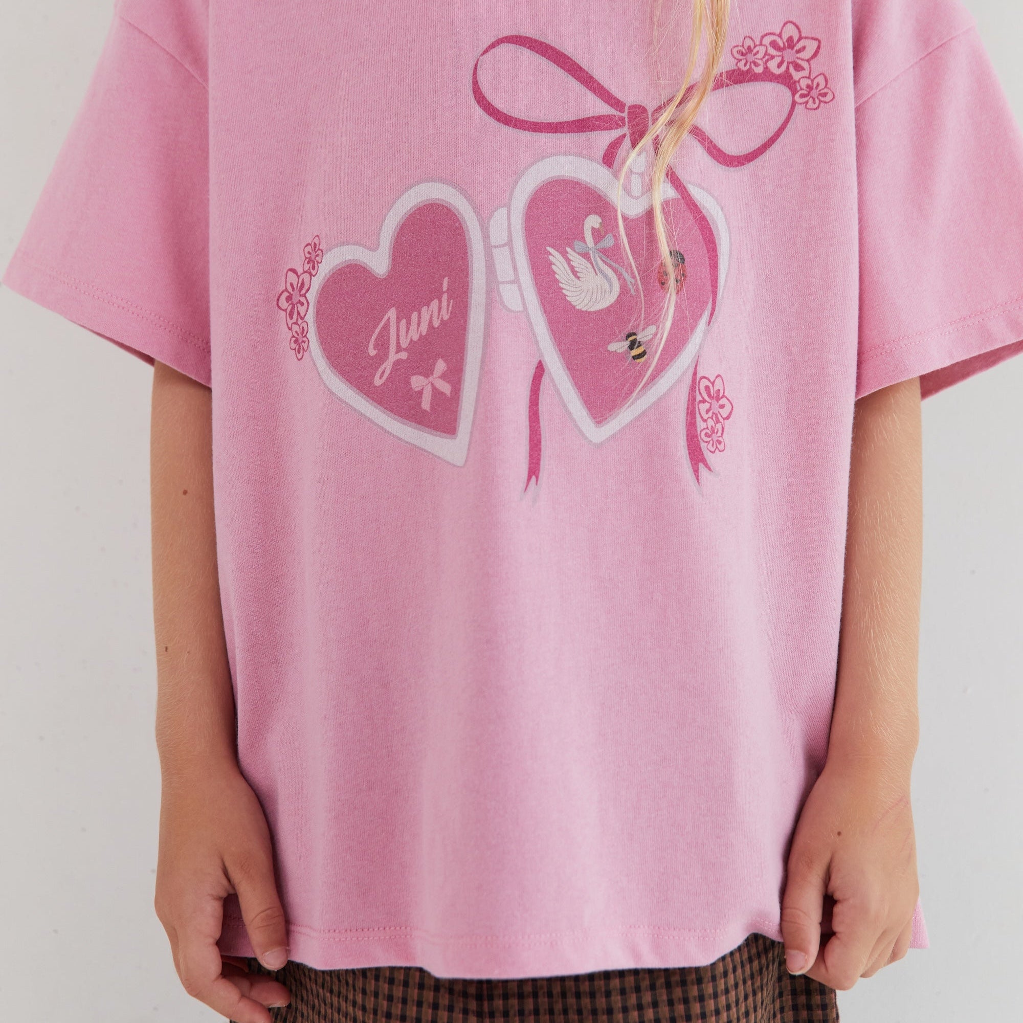 girls Juni pink tee GOTS certified sustainable clothing Australia