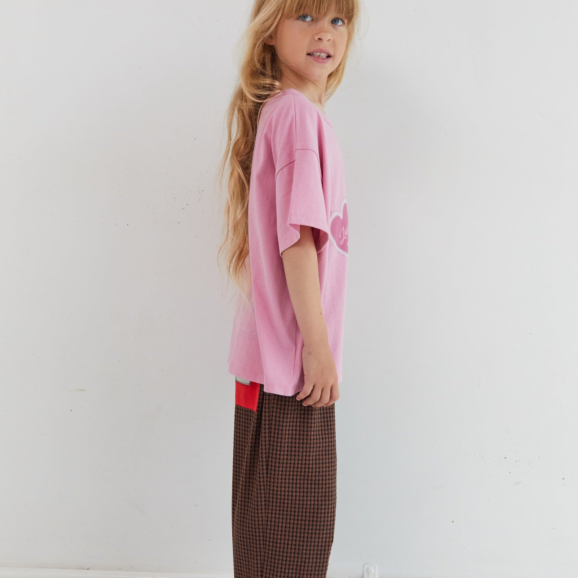 Oversized pink cotton tee Love Locket Juni ethical made