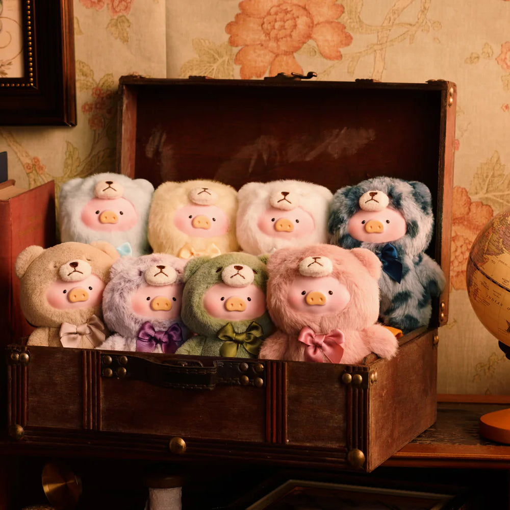 Full series of the plush LuLu the Piggy Vintage Teddy Shop Vinyl Face Blind Box by ToyZero+