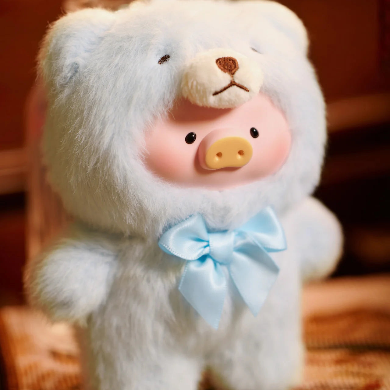 light blue LuLu the Piggy Vintage Teddy Shop Vinyl Face Blind Box by ToyZero+