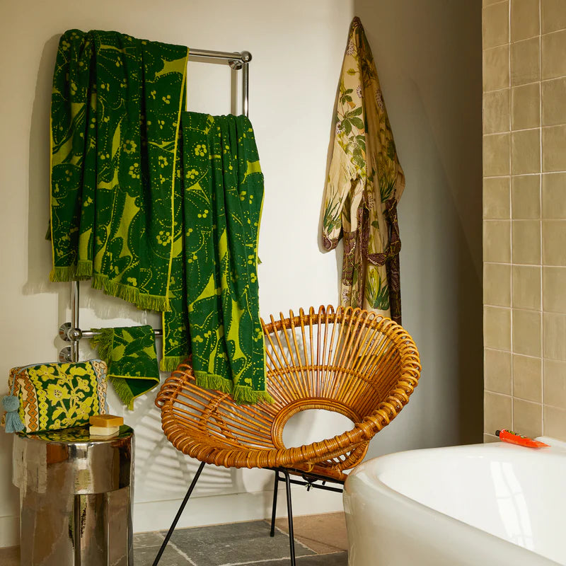 green floral organic cotton towels by Sage & Clare