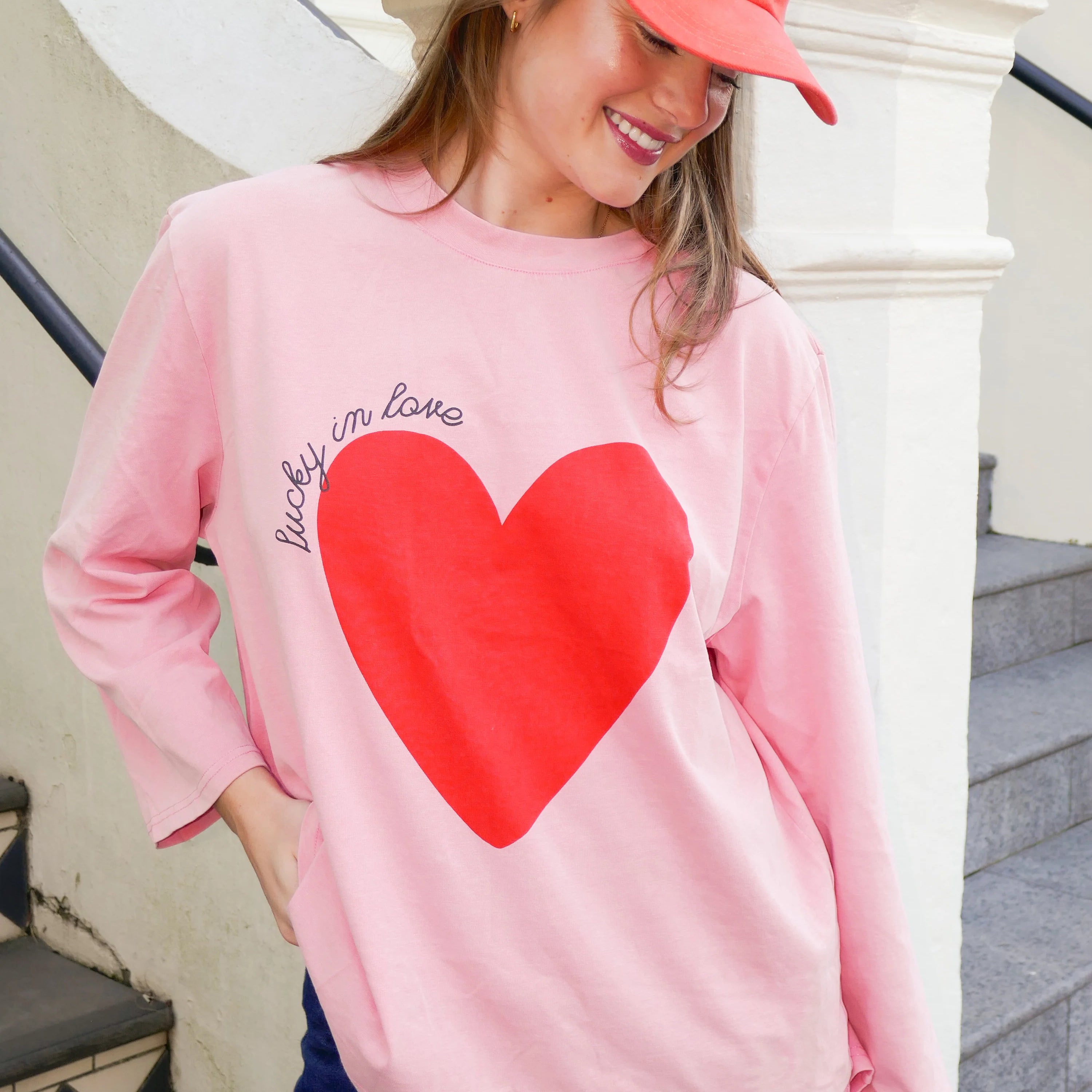 Lucky In Love Tee - Vintage Wash Pink by Cartel & Willow