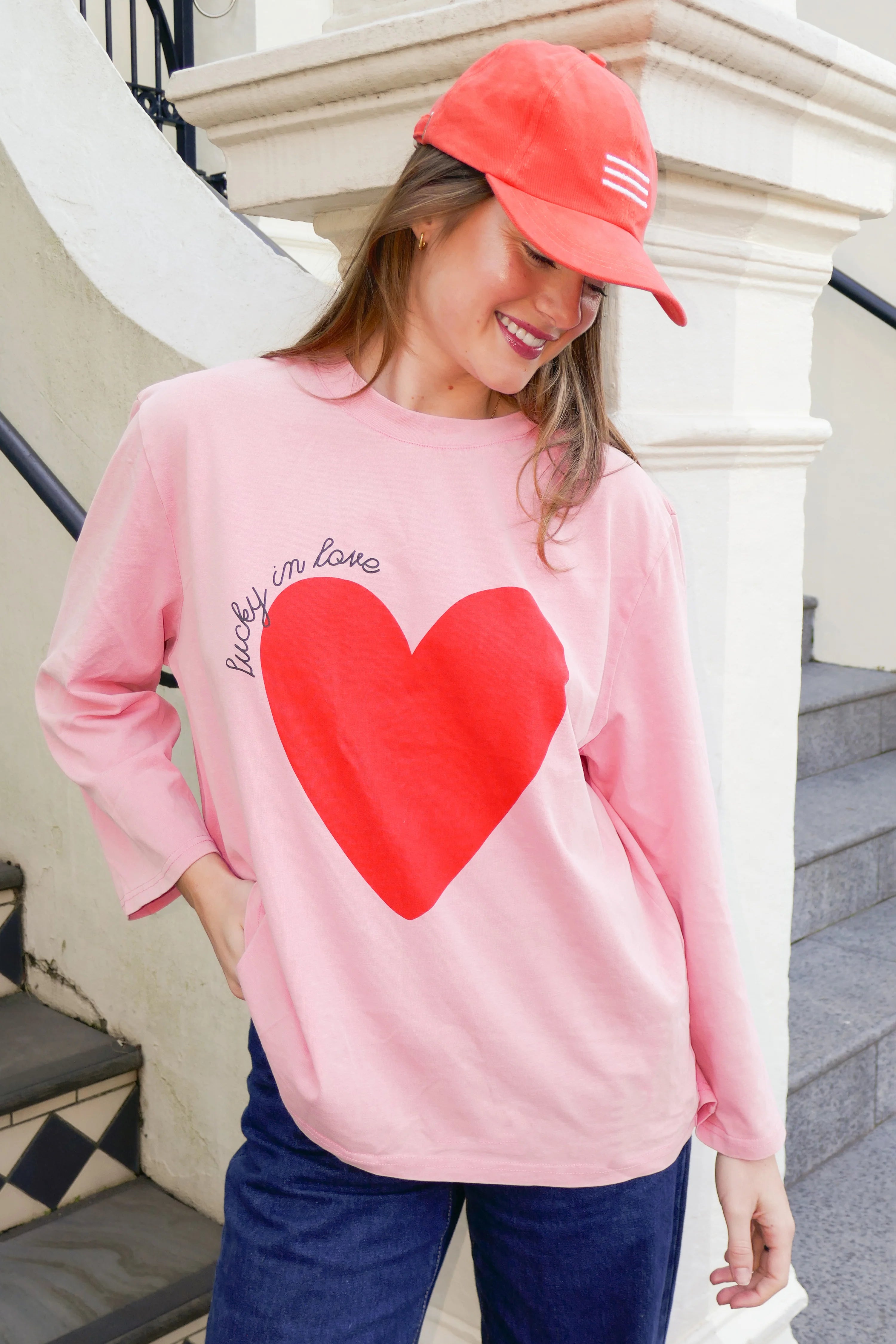 Lucky In Love Tee - Vintage Wash Pink by Cartel & Willow